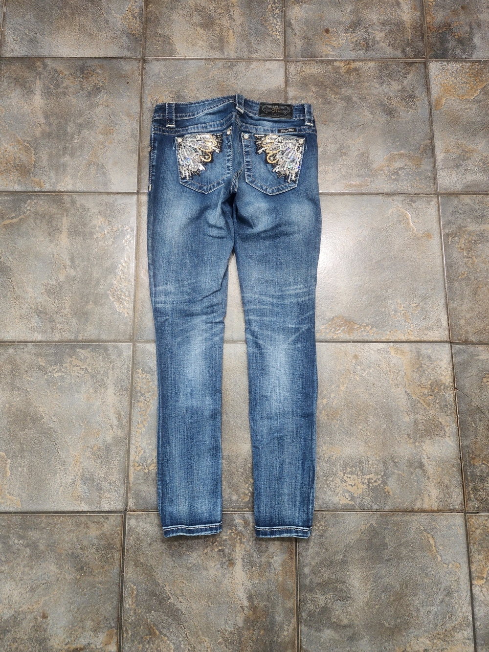 Miss Me Women's 26 30x29 Y2K Signature Skinny Embellished Denim Stretch Jeans
